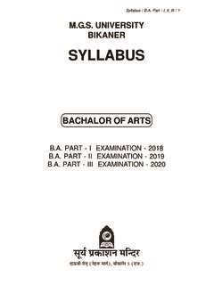 M. G. S. UNIVERISTY, BIKANER SYLLABUS SCHEME OF .